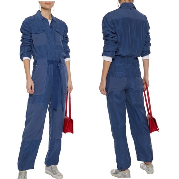 rag & bone Pants - Rag & Bone Henri Tie-front Washed-Silk Jumpsuit